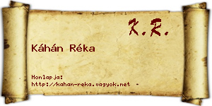 Káhán Réka névjegykártya